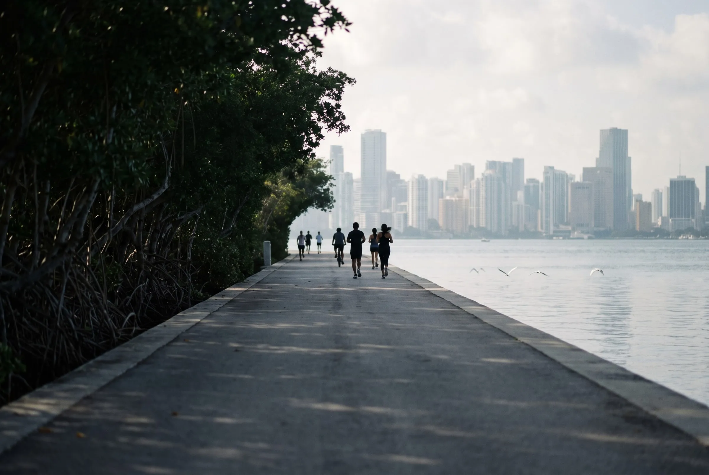 Shenzhen Bay promenade at sunset